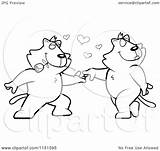 Cats Together Cartoon Romantic Dancing Clipart Thoman Cory Outlined Coloring Vector Royalty sketch template