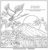 Fuji Coloring Mount Japanese Designlooter Tradition Outline Bird Landscape Flowers Drawing 07kb 470px sketch template