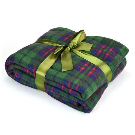 soft flannel fleece sofa bed blanket throw chequered design luxury