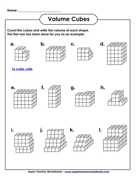 volume geometry  cubic units  math worksheets en