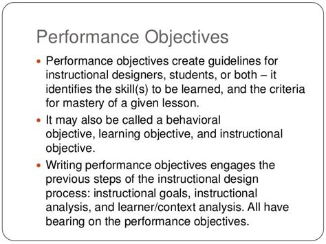 writing performance objectives