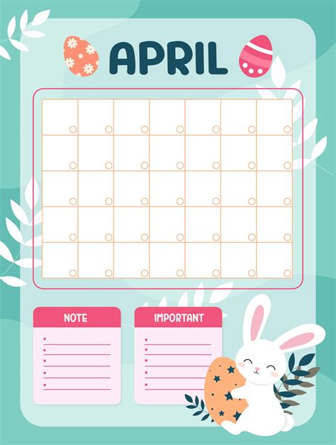 april easter calendar printable    printables printablee