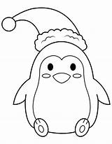 Hat Santa Coloring Penguin Wearing Pages Christmas Printable sketch template