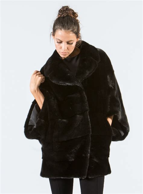 black mink fur cape  real fur coats haute acorn fur cape real fur coat coat