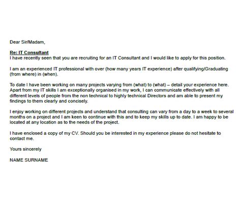 it consultant cover letter example uk