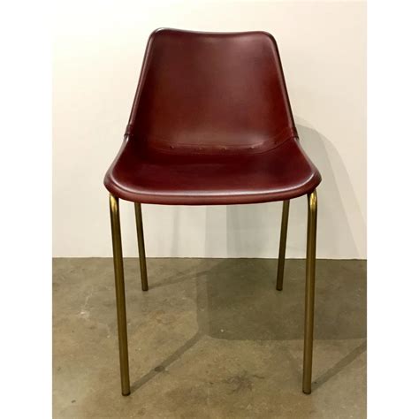 Modern Leather And Metal Dining Chairs Set Of Six Chairish Dining