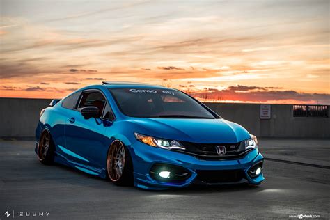 chrome blue stanced honda civic  coupe  avant garde caridcom gallery