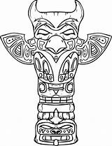 Totem Pole Coloring Pages Printable Native American Poles Kids Patterns Drawing Outline Indien Coloriage Dessiner sketch template