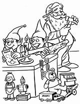 Coloring Santa Elves Elf Pages Christmas Workshop Printable Santas Shelf Kids Lego Print Colouring Color Colour Sheets Claus Tree Cartoon sketch template