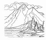Mountain Coloring Scene Mountains Drawing Printable Getdrawings sketch template
