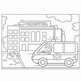 Ambulance Ospedale Ziekenhuis Kleurplaat Buurt Krankenwagen Kleurplaten sketch template