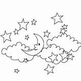 Coloring Night Star Designlooter Clouds Pic sketch template