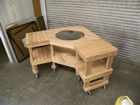 woodwork green egg grill table plans  plans