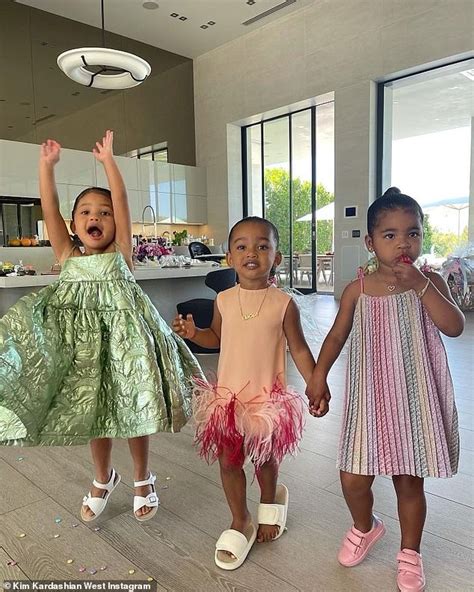 kim kardashian shares cute photo of triplets chi stormi and true