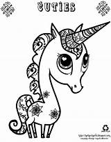 Coloring Pages Unicorn Cuties Cute Printable Cuty Animal Print Color sketch template