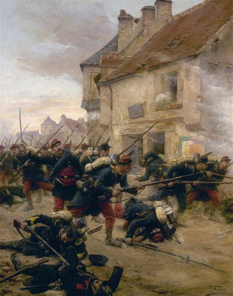 franco prussian war  nthe charge french infantry attack prussian forces   french town oil