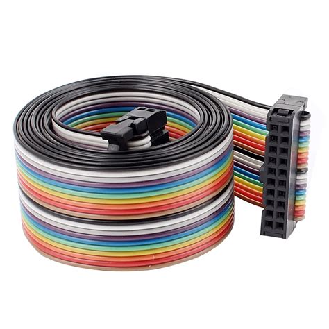 uxcell mm pitch  pin   ff connector idc flat rainbow ribbon cable ft  cable