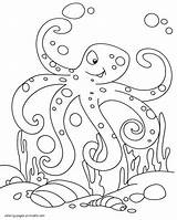 Coloring Pages Sea Animals Ocean Octopus Printable Cartoon Print Color sketch template