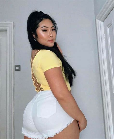 Ling Ling Asian Woman White Shorts Booty Lady Beautiful
