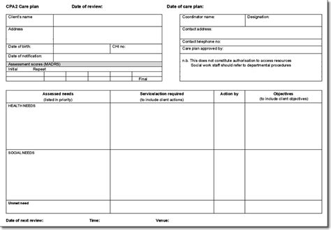 care plan template nhs google search