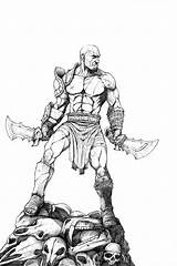 Kratos Pencils Guerra Villains Ares sketch template