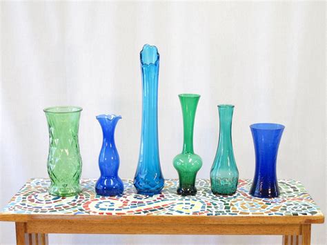 Vintage Colored Glass Vase Collection By Vintagelessbeauty On Etsy