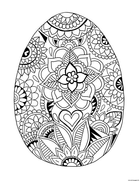 mandala easter egg coloring page printable