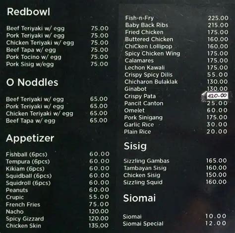 menu  tambayan resto bar cebu city