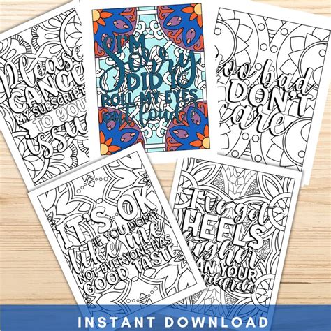 sassy quotes coloring pages adult coloring pages pattern etsy