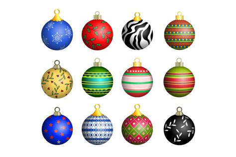 christmas ornaments vector pack  design panoply