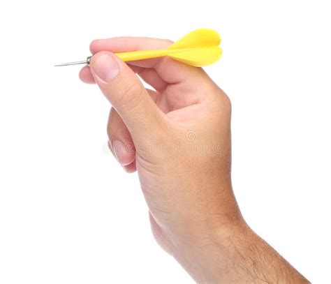 hand throwing  dart stock photo image  bull yellow