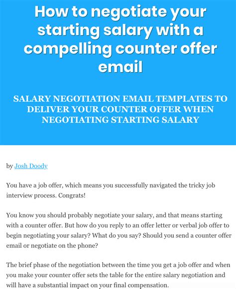 negotiate  starting salary   compelling counter offer