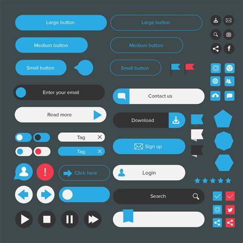 vector buttons icons web ui kit mels brushes