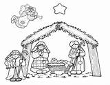 Nativity Coloring Pages Scene Christmas Drawing Kids Line Printable Precious Preschool Simple Moments Stable Preschoolers Jesus Color Mary Drawings Clipart sketch template