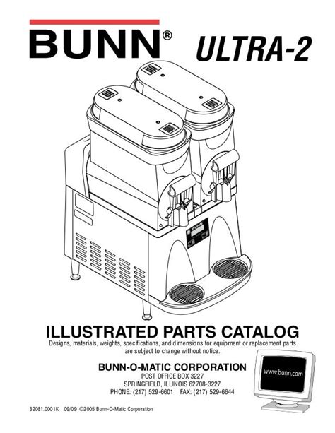 bunn ultra  slush machine illustrated parts catalogue