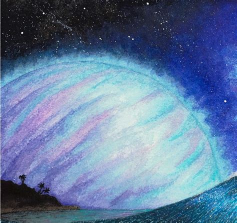 galaxy watercolor ocean surf painting planetspacesci fi surf etsy