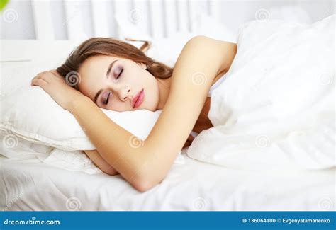 Beautiful Young Woman Sleeping In Bed In The Morning Stock Free