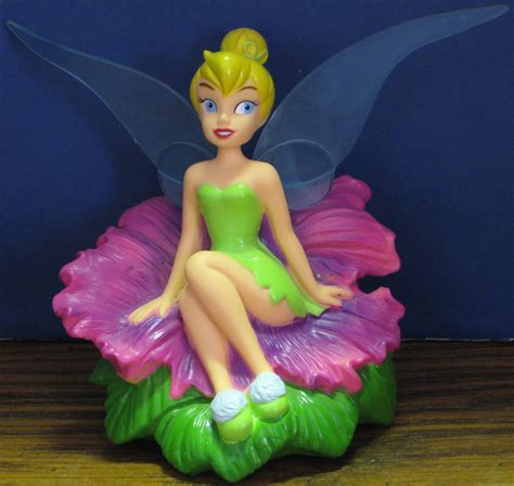 Sold Disney Fairies Tinkerbell Sitting On Flower Vinyl Figurine 4