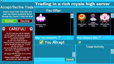 trading   rich royale high server   halos royale high roblox youtube