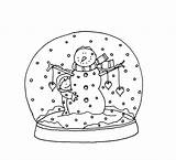 Snowglobe Coloring Embroidery Stamps Digi sketch template