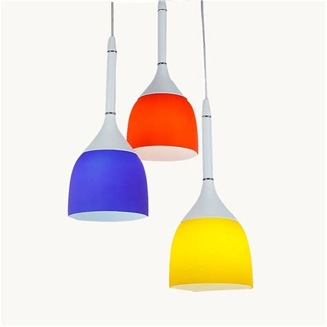 3 Lights Colored Glass Dining Room Pendant Fixtures Fashion Kitchen