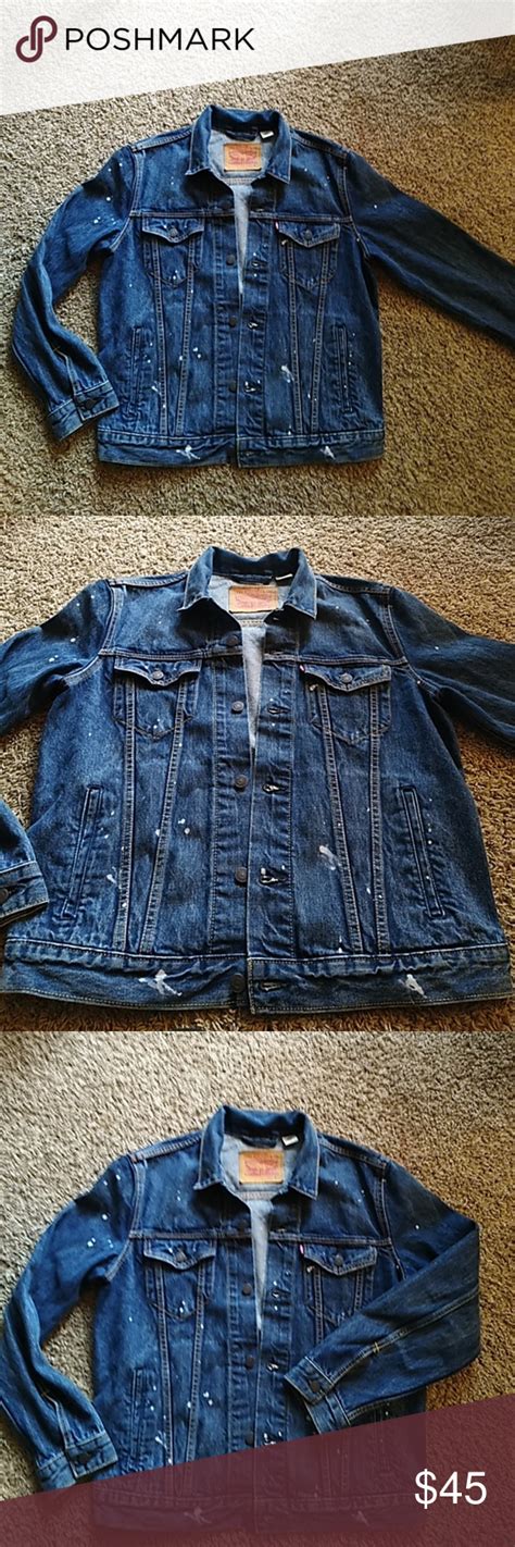 euc levis mens bleach spotted trucker jacket  cotton size large  runs   smaller