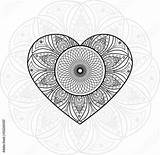 Mandala Cuore Colorare Da Heart Coloring Book Vector Vettoriale Illustration Comp Contents Similar Search sketch template