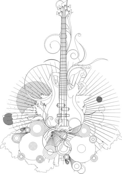 guitar coloring page  blanco designs zentangles adult colouring