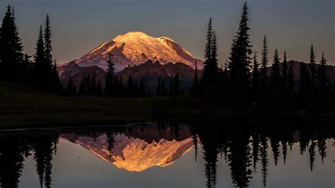 sunset  tipsoo lake mount rainier national park uhd  wallpaper pixelz