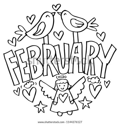 february coloring pages kids stock vector royalty