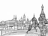 Moskou Moscou Russie Russland Skizze Croquis Getrokken Moskau Schets Moskaus Berühmte Travel Célèbre Vectorhand Rusland Hebstreits Kremlin Gezeichnete Vektors Beroemde sketch template