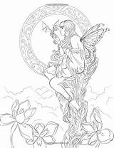 Coloring Pages Mythical Fantasy Elf Creatures Mystical Dragon Printable Adult Adults Fairy Colouring Detailed Fenech Girl Fairies Selina Cute Mermaid sketch template