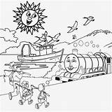 Scenery Outline Coloring Drawing Kids Pages Train Color Easy Print Children Printable Seaside Clipart Simple Nature Summer Line Sunny Vacation sketch template