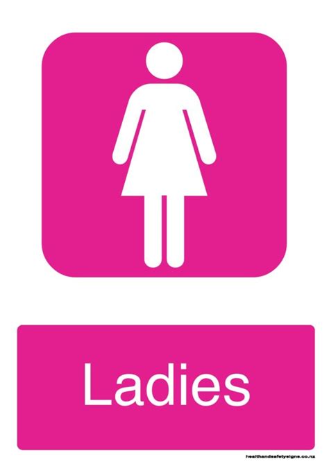 ladies toilet pink health  safety signs